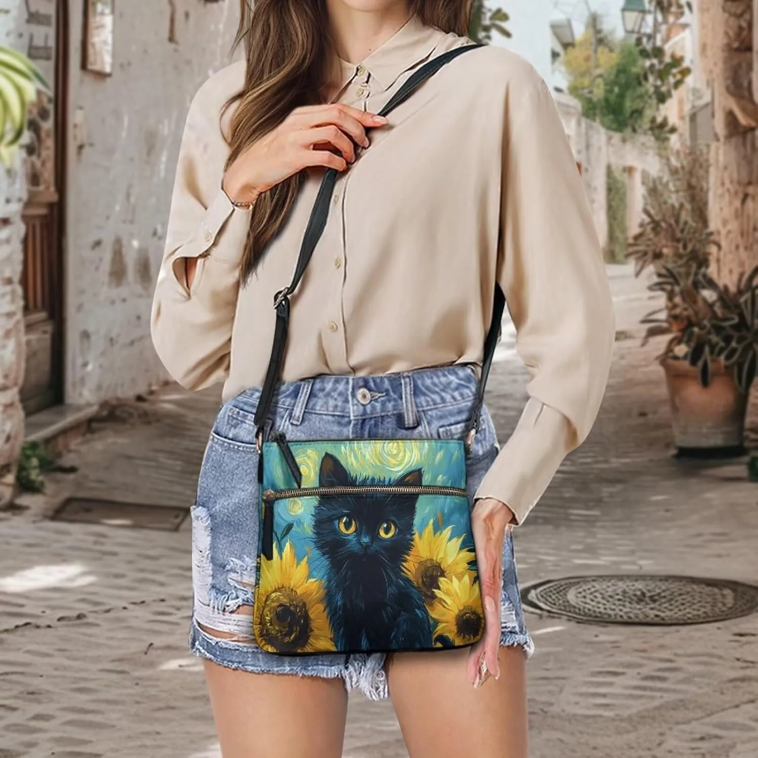 HUGS IDEA Crossbody Bag for Women Leather Handbag Sling Bag Large Hobo Bag Cell Phone Bag