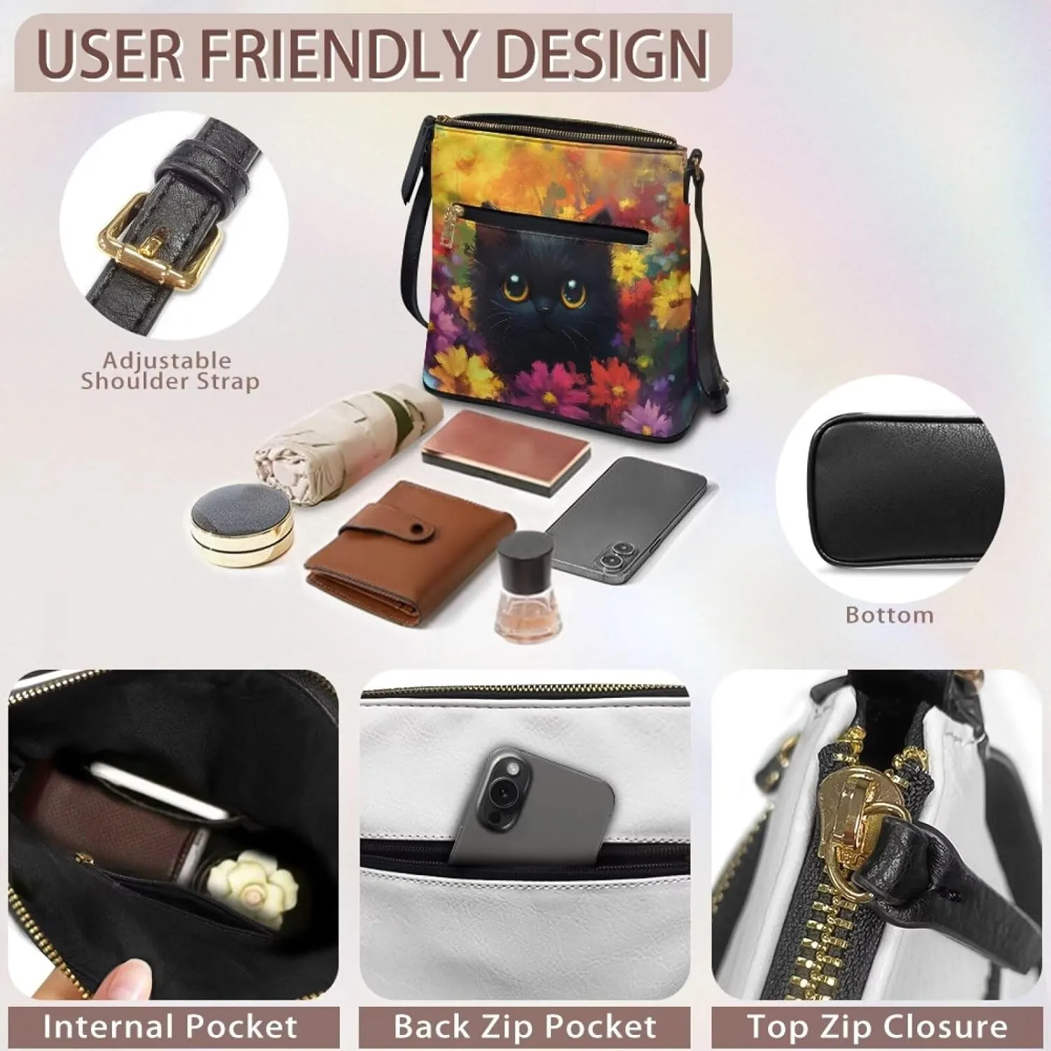 HUGS IDEA Crossbody Bag for Women Leather Handbag Sling Bag Large Hobo Bag Cell Phone Bag