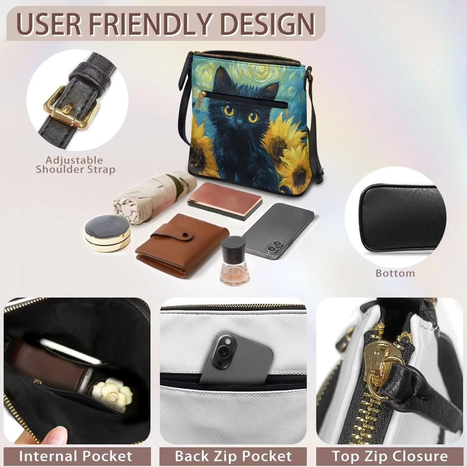HUGS IDEA Crossbody Bag for Women Leather Handbag Sling Bag Large Hobo Bag Cell Phone Bag