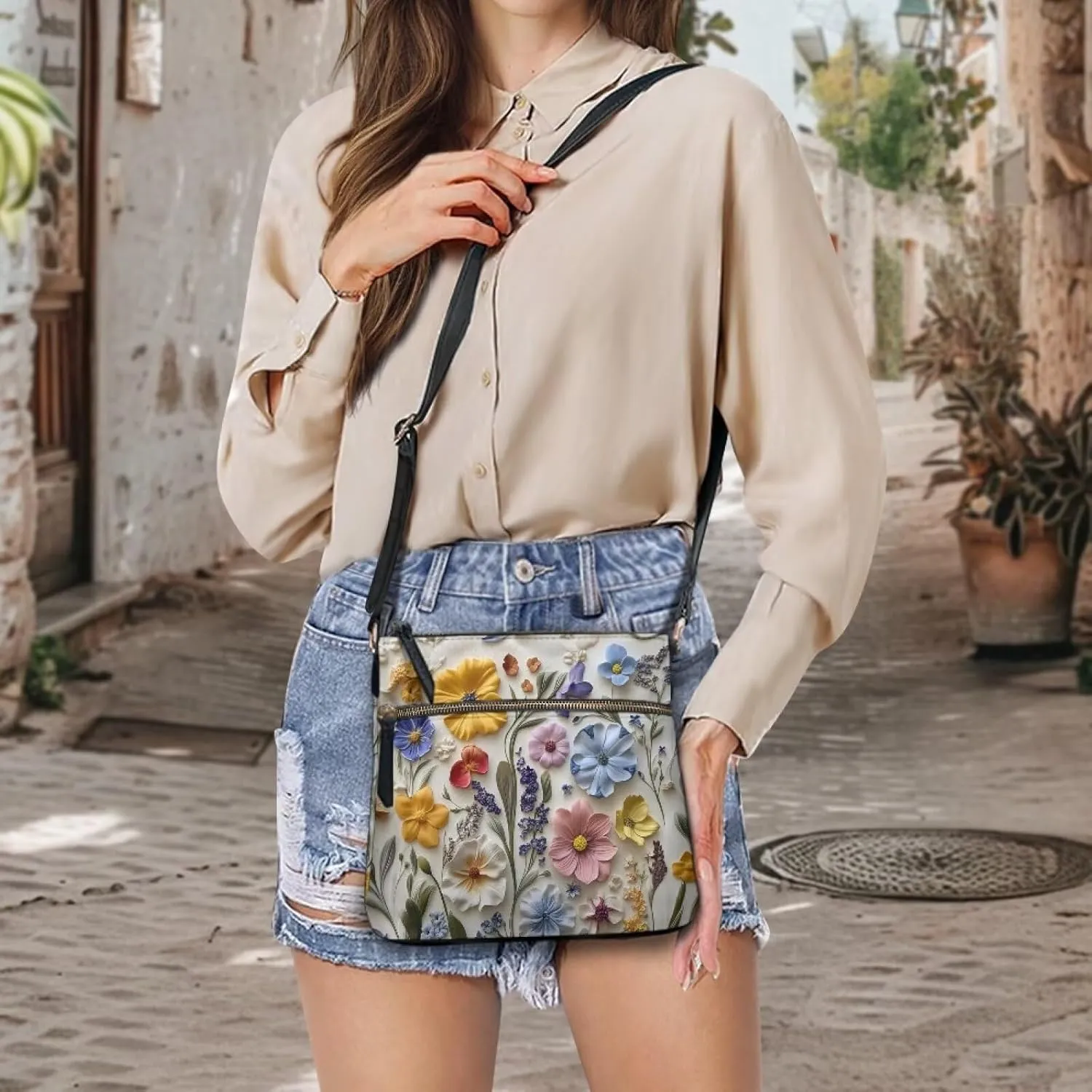 HUGS IDEA Crossbody Bag for Women Leather Handbag Sling Bag Large Hobo Bag Cell Phone Bag