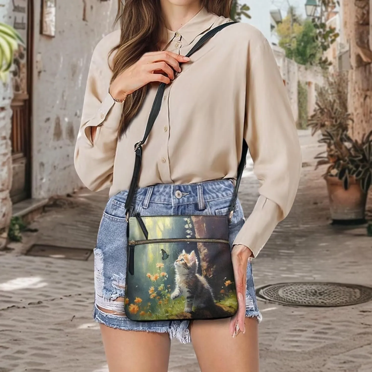 HUGS IDEA Crossbody Bag for Women Leather Handbag Sling Bag Large Hobo Bag Cell Phone Bag