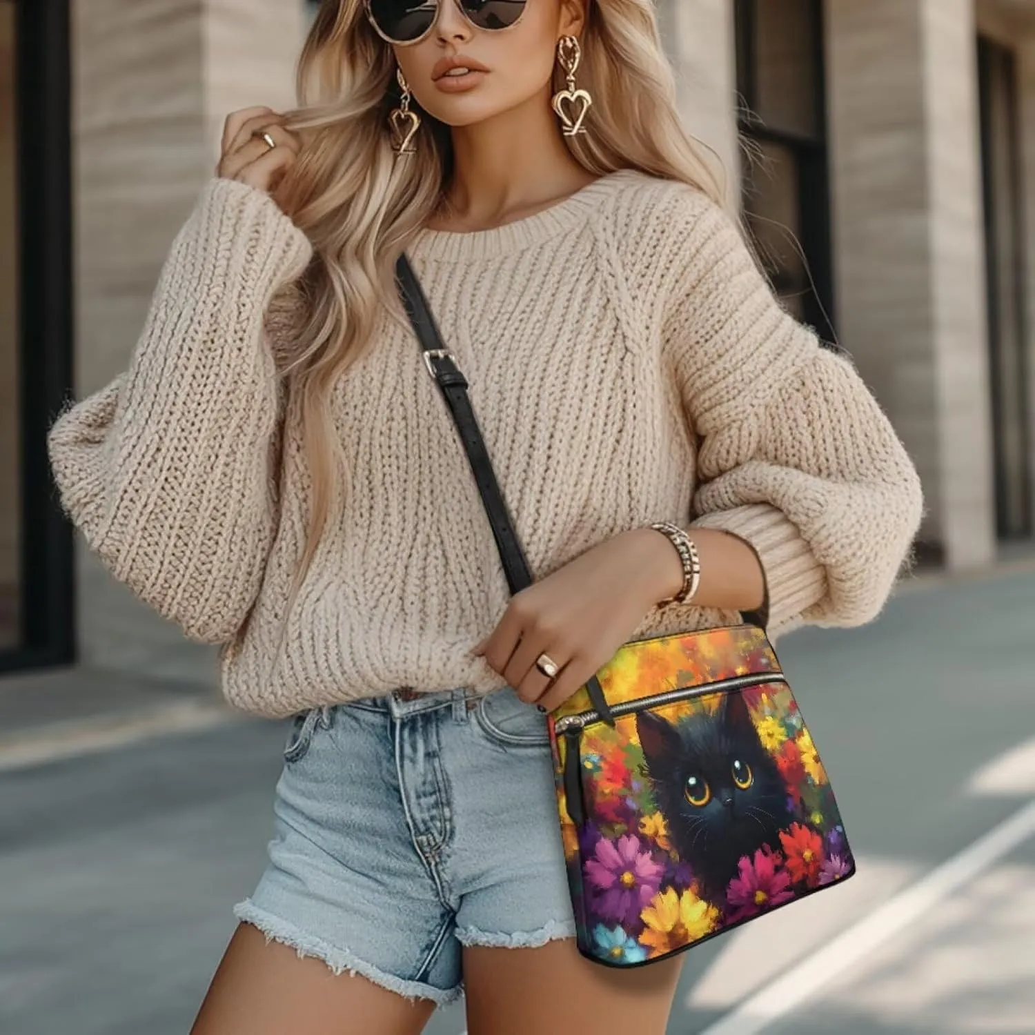 HUGS IDEA Crossbody Bag for Women Leather Handbag Sling Bag Large Hobo Bag Cell Phone Bag
