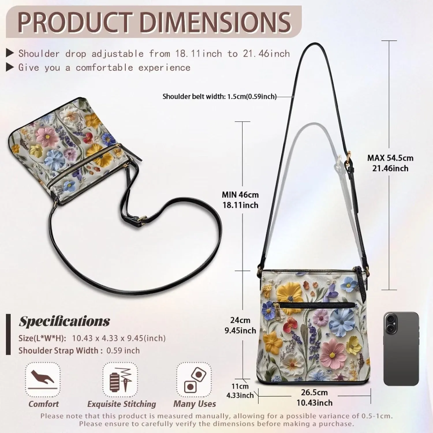 HUGS IDEA Crossbody Bag for Women Leather Handbag Sling Bag Large Hobo Bag Cell Phone Bag