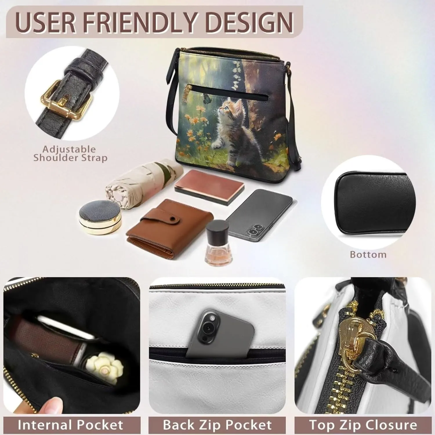 HUGS IDEA Crossbody Bag for Women Leather Handbag Sling Bag Large Hobo Bag Cell Phone Bag