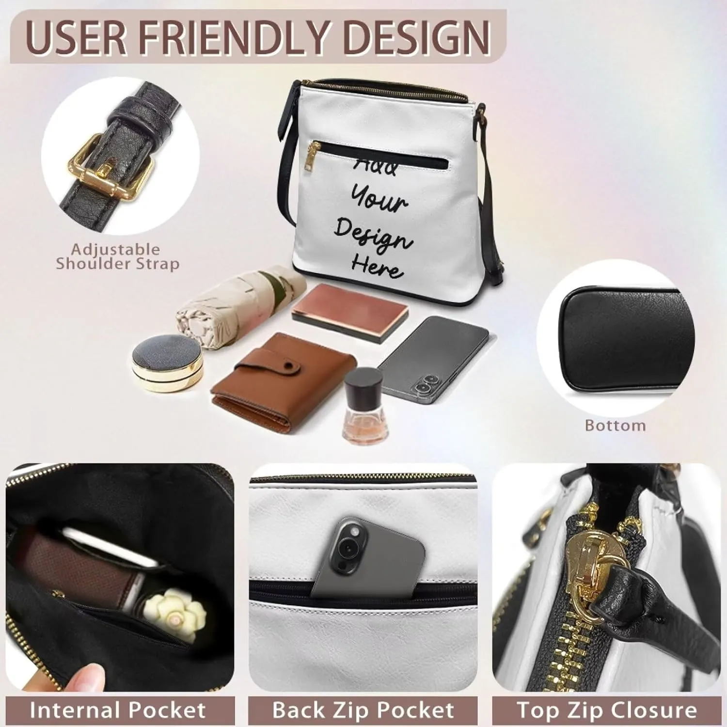 HUGS IDEA Crossbody Bag for Women Leather Purse for Lady Retro Shoulder Bag for Work Travel