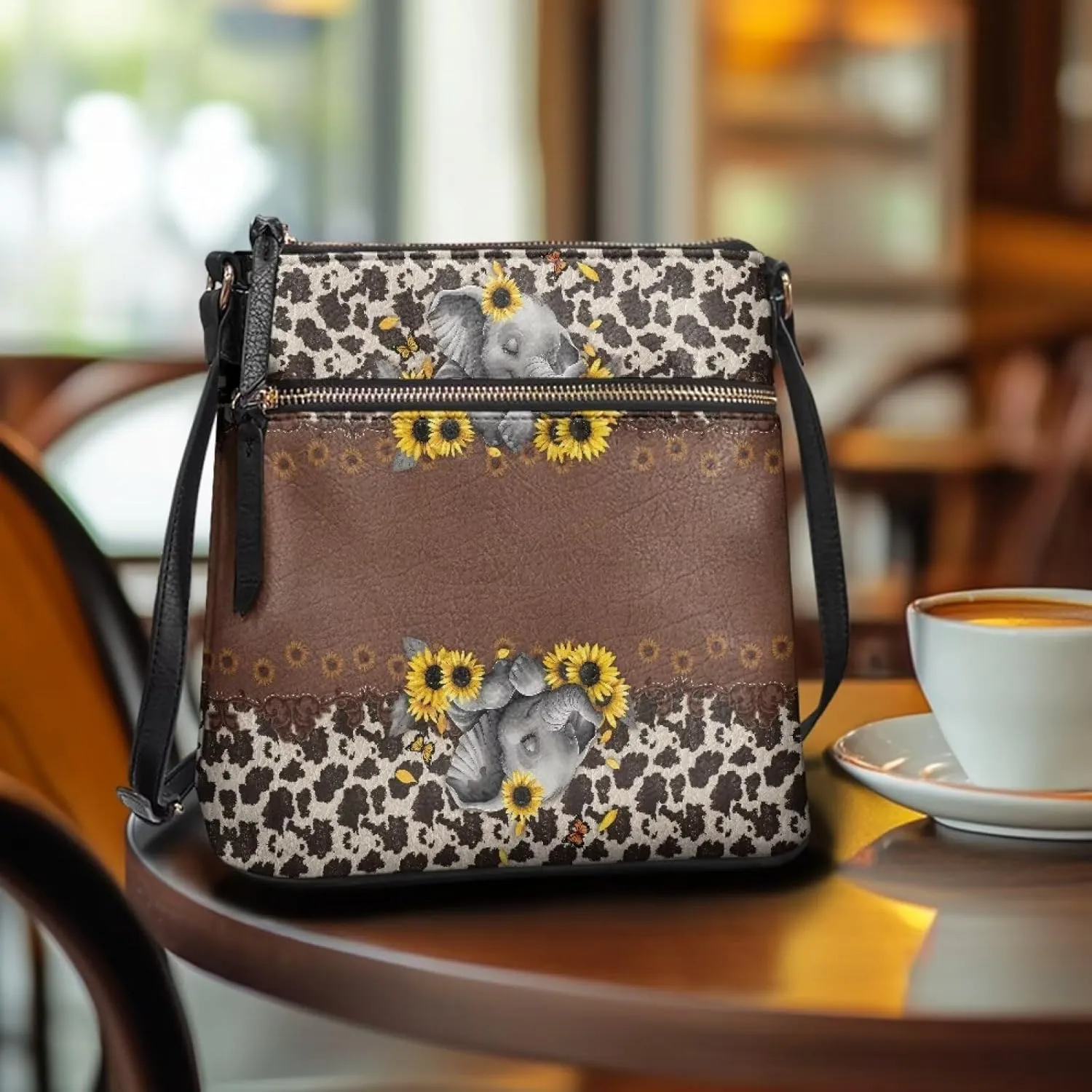 HUGS IDEA Crossbody Bag for Women Leather Purse for Lady Retro Shoulder Bag for Work Travel