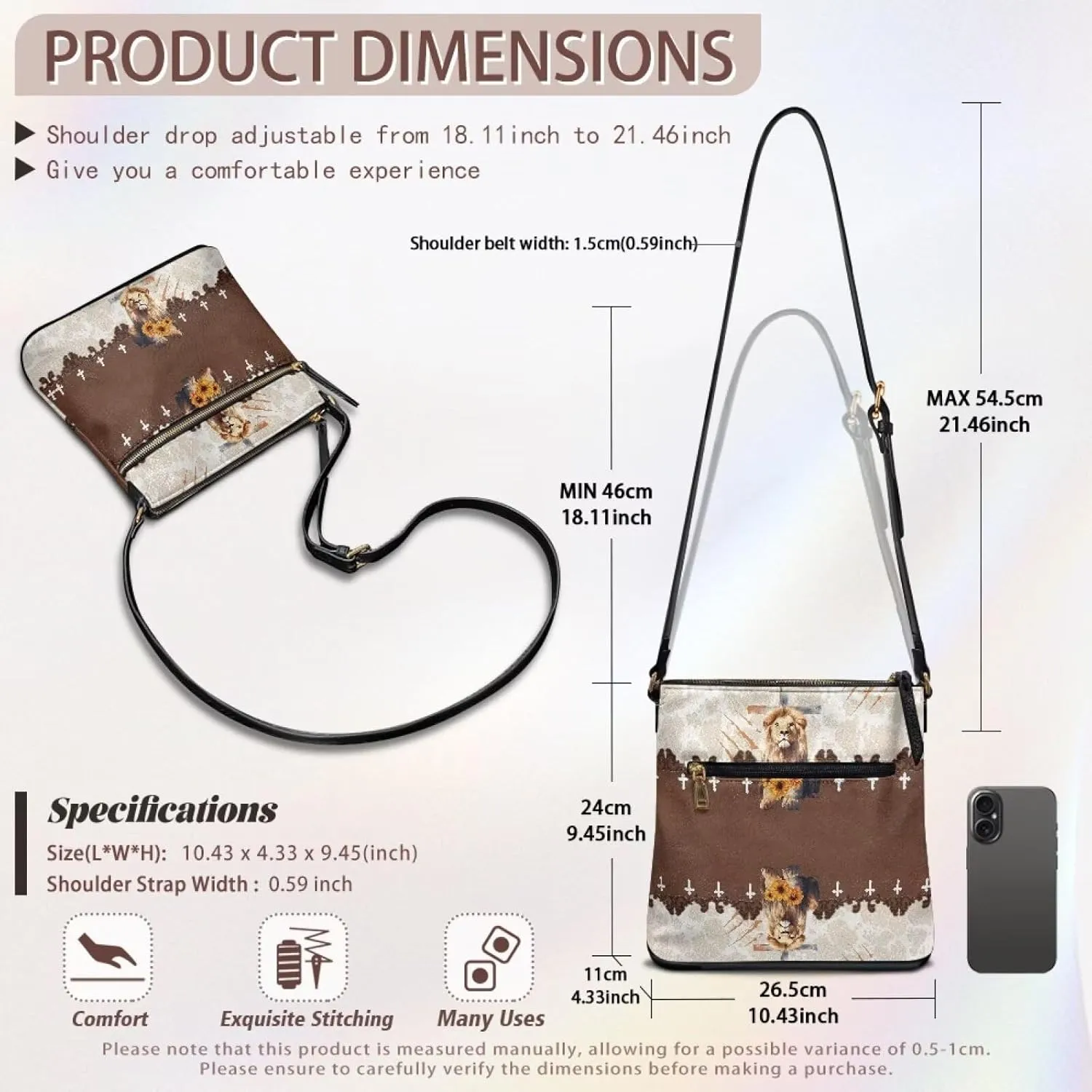 HUGS IDEA Crossbody Bag for Women Leather Purse for Lady Retro Shoulder Bag for Work Travel