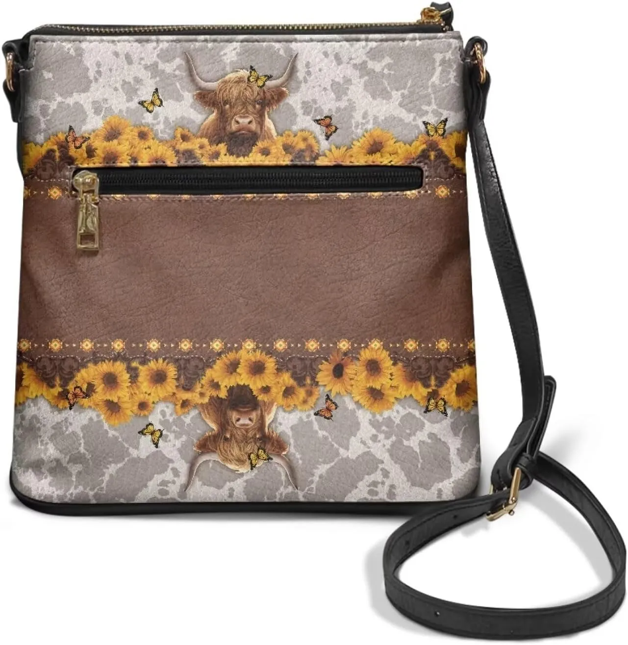 HUGS IDEA Crossbody Bag for Women Leather Purse for Lady Retro Shoulder Bag for Work Travel