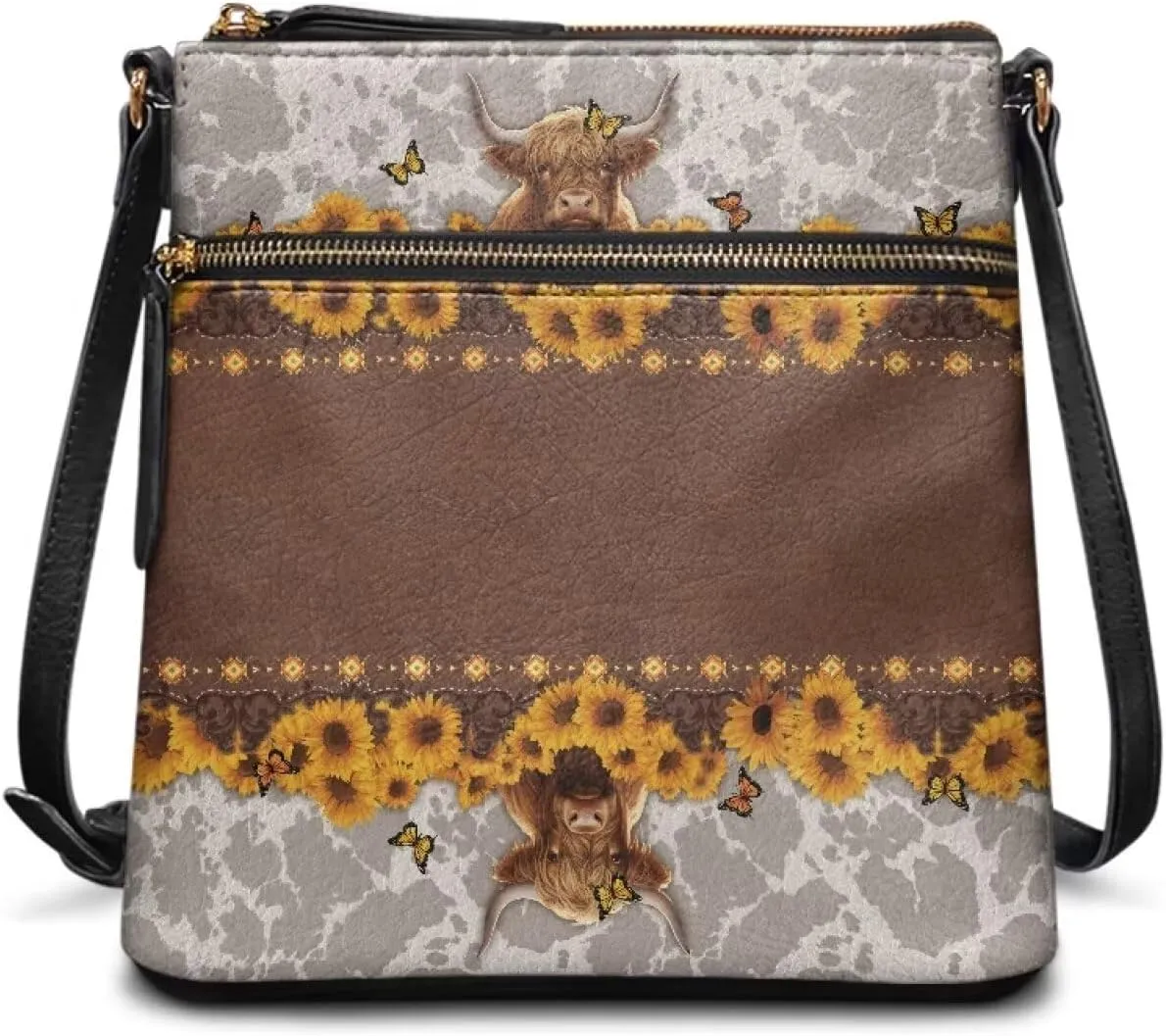 HUGS IDEA Crossbody Bag for Women Leather Purse for Lady Retro Shoulder Bag for Work Travel