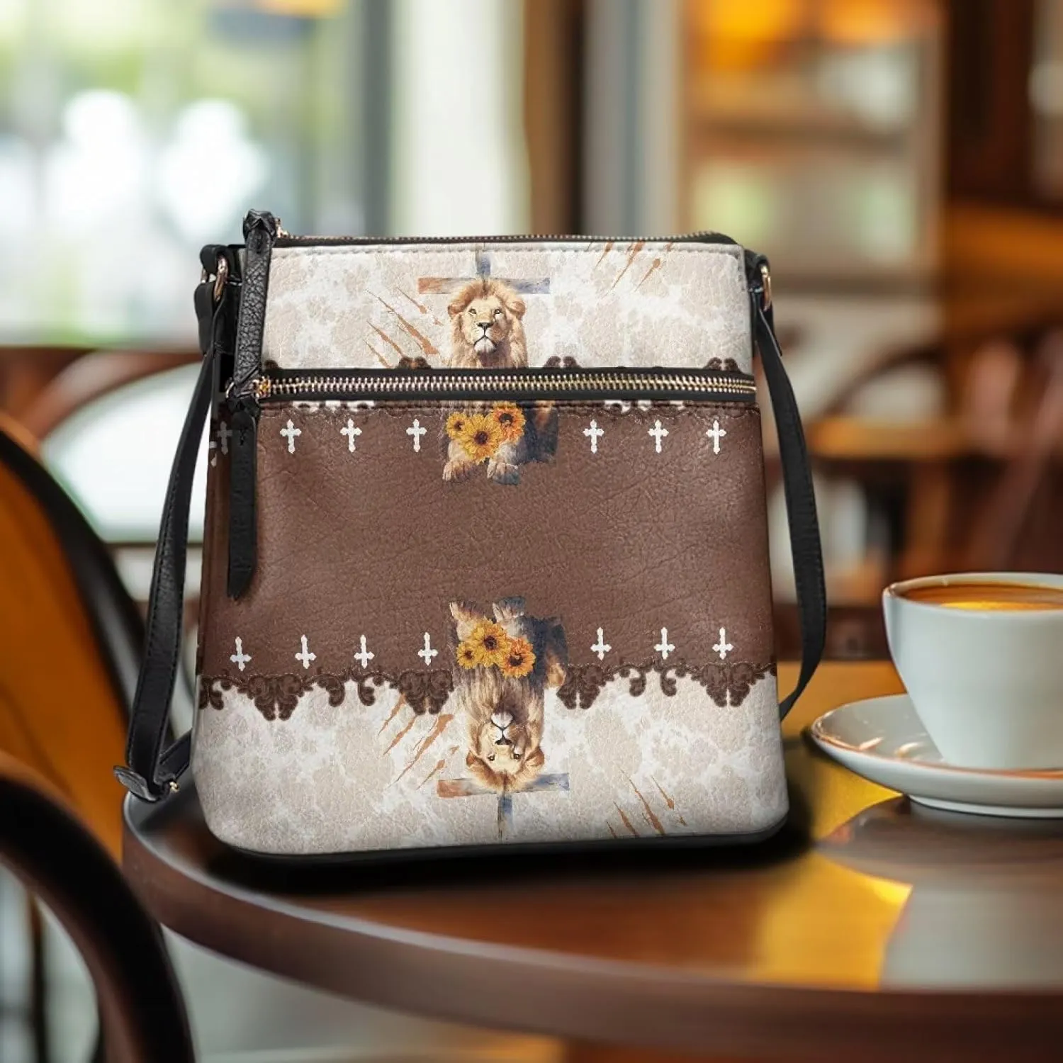 HUGS IDEA Crossbody Bag for Women Leather Purse for Lady Retro Shoulder Bag for Work Travel
