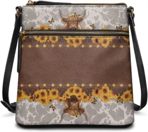 HUGS IDEA Crossbody Bag for Women Leather Purse for Lady Retro Shoulder Bag for Work Travel