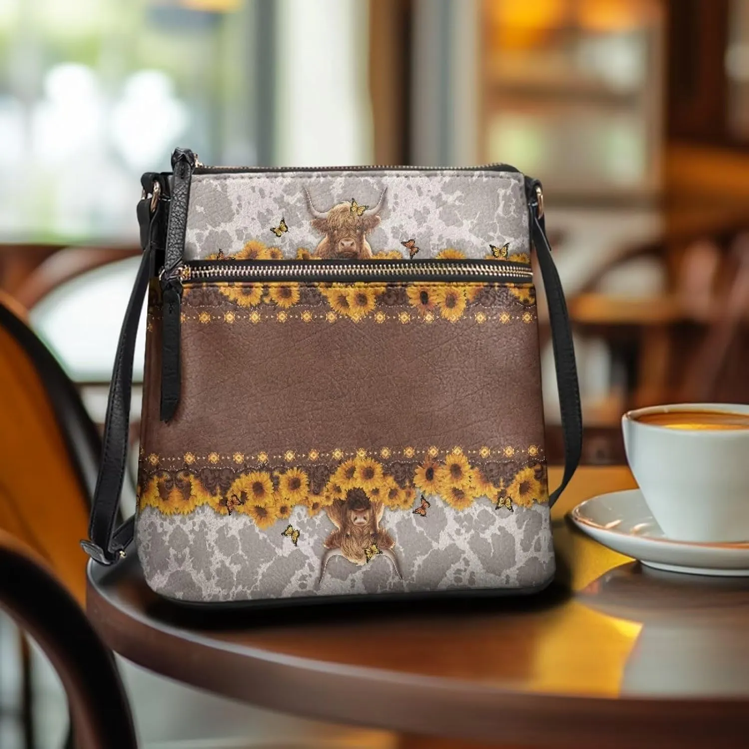 HUGS IDEA Crossbody Bag for Women Leather Purse for Lady Retro Shoulder Bag for Work Travel