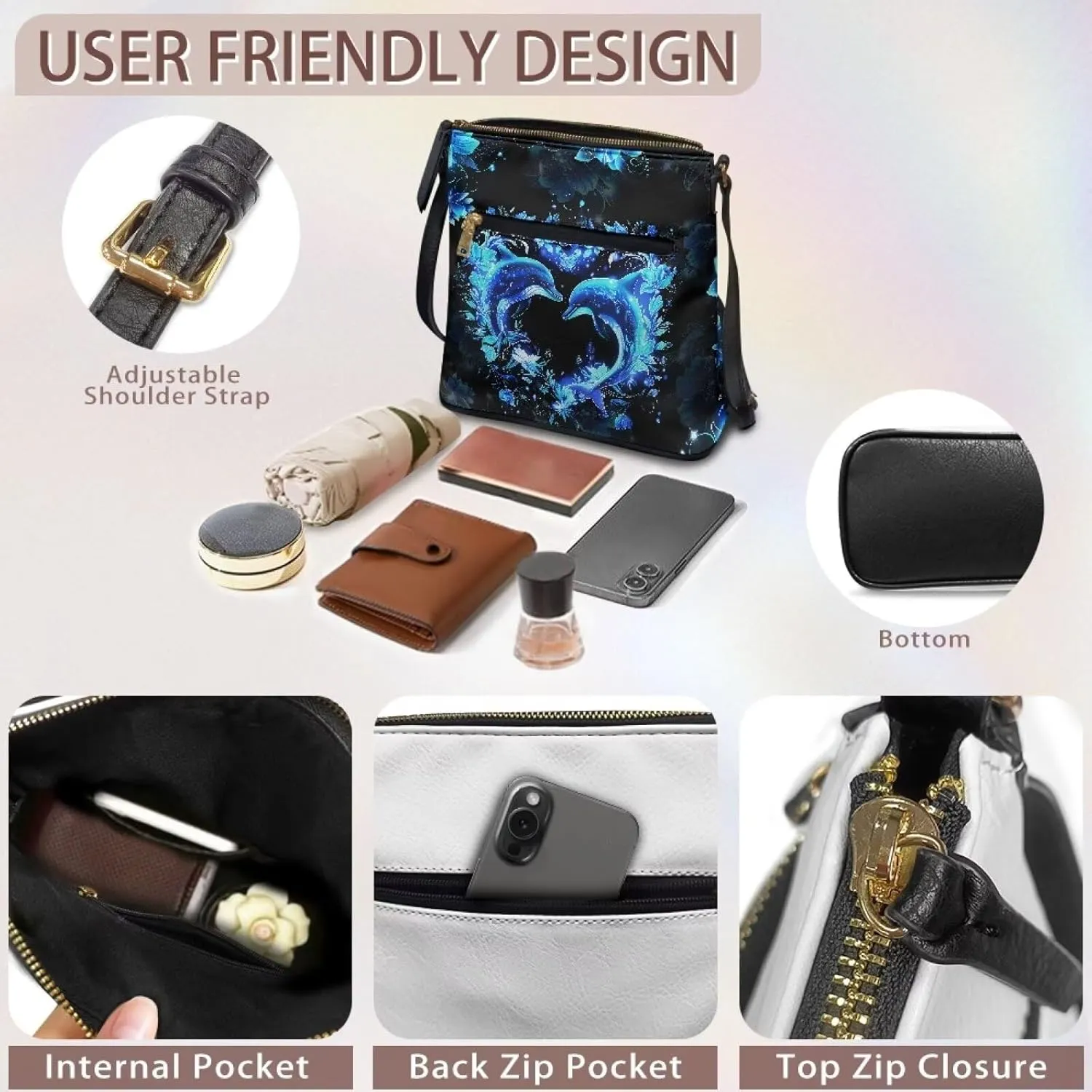 HUGS IDEA Crossbody Purse for Women Leather Satchel Bags Crossbody Shoulder Bag Tote Handbag