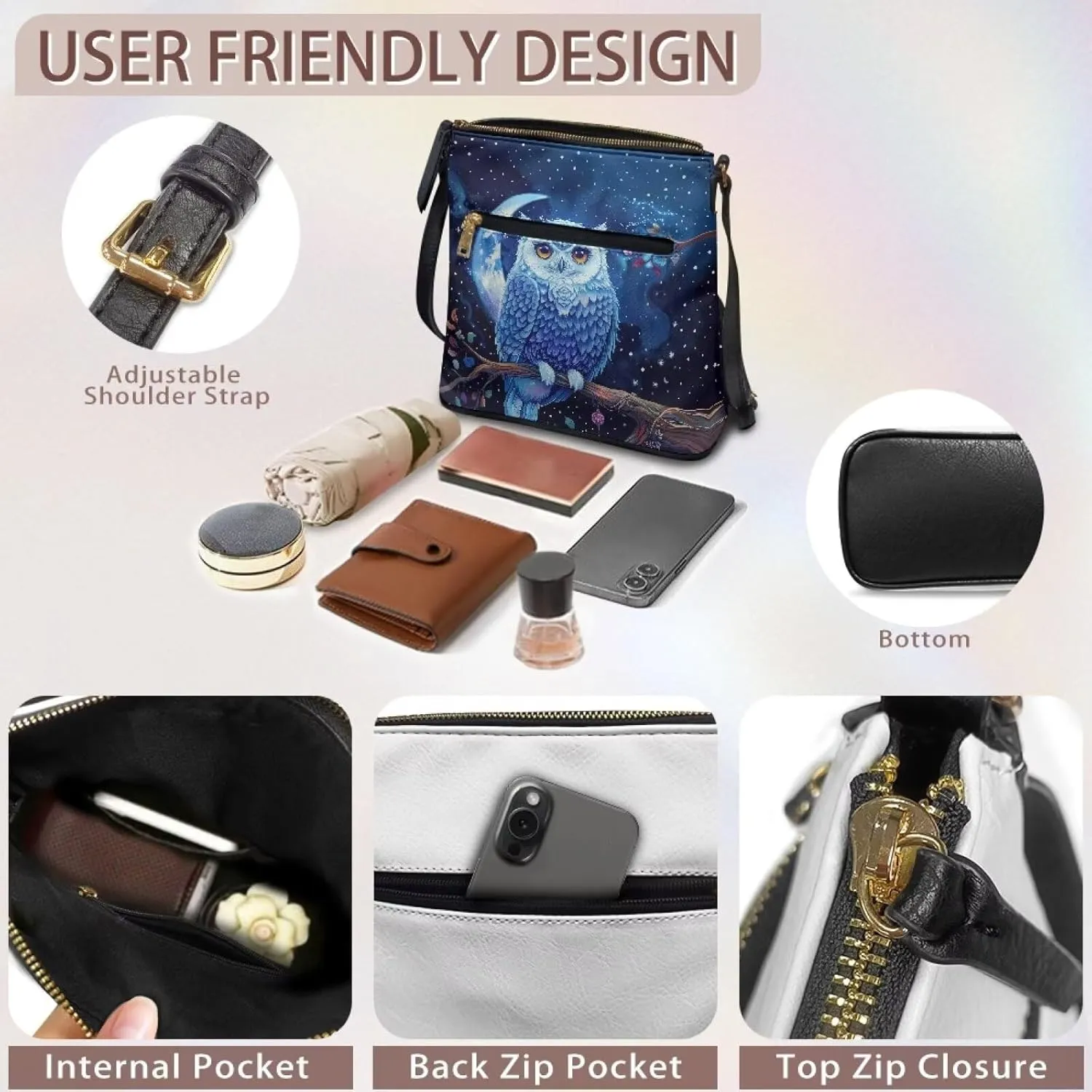 HUGS IDEA Crossbody Purse for Women Leather Satchel Bags Crossbody Shoulder Bag Tote Handbag