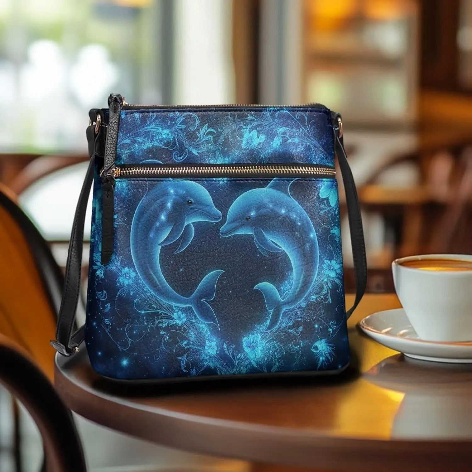 HUGS IDEA Crossbody Purse Leather Handbag for Women Men Shoulder Purse Large Cell Phone Bag