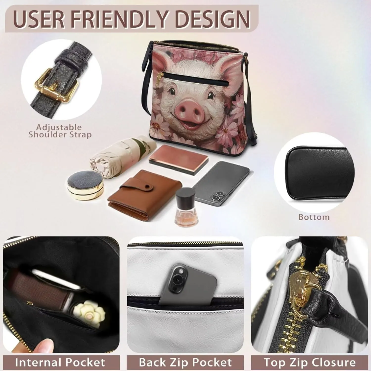 HUGS IDEA Crossbody Shoulder Handbags Crossbody Purse Large Size Sling Bags Leather Tote Hand Bags