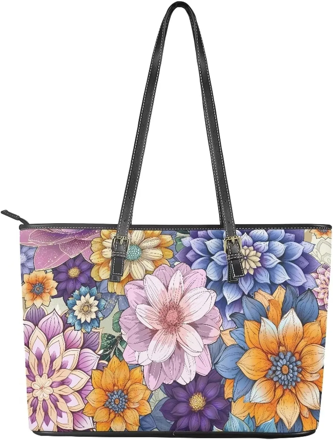 HUGS IDEA Leather Shoulder Bag Large Tote Bag for Women Work Saddle Bag Fashion Handbag Purse