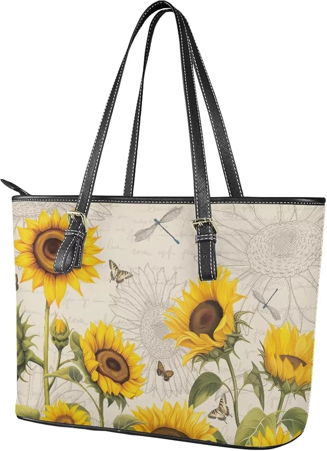 HUGS IDEA Leather Shoulder Bag Large Tote Bag for Women Work Saddle Bag Fashion Handbag Purse