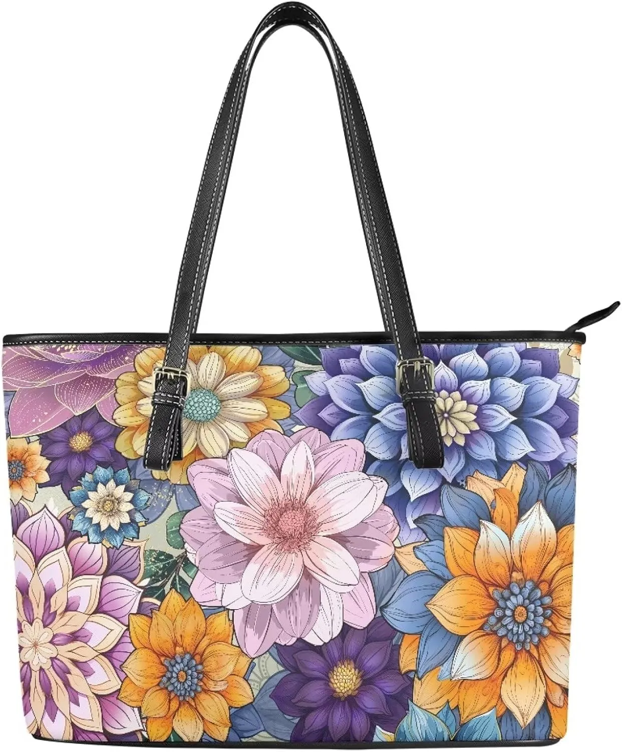 HUGS IDEA Leather Shoulder Bag Large Tote Bag for Women Work Saddle Bag Fashion Handbag Purse