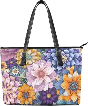 HUGS IDEA Leather Shoulder Bag Large Tote Bag for Women Work Saddle Bag Fashion Handbag Purse