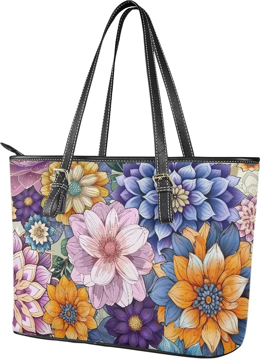 HUGS IDEA Leather Shoulder Bag Large Tote Bag for Women Work Saddle Bag Fashion Handbag Purse