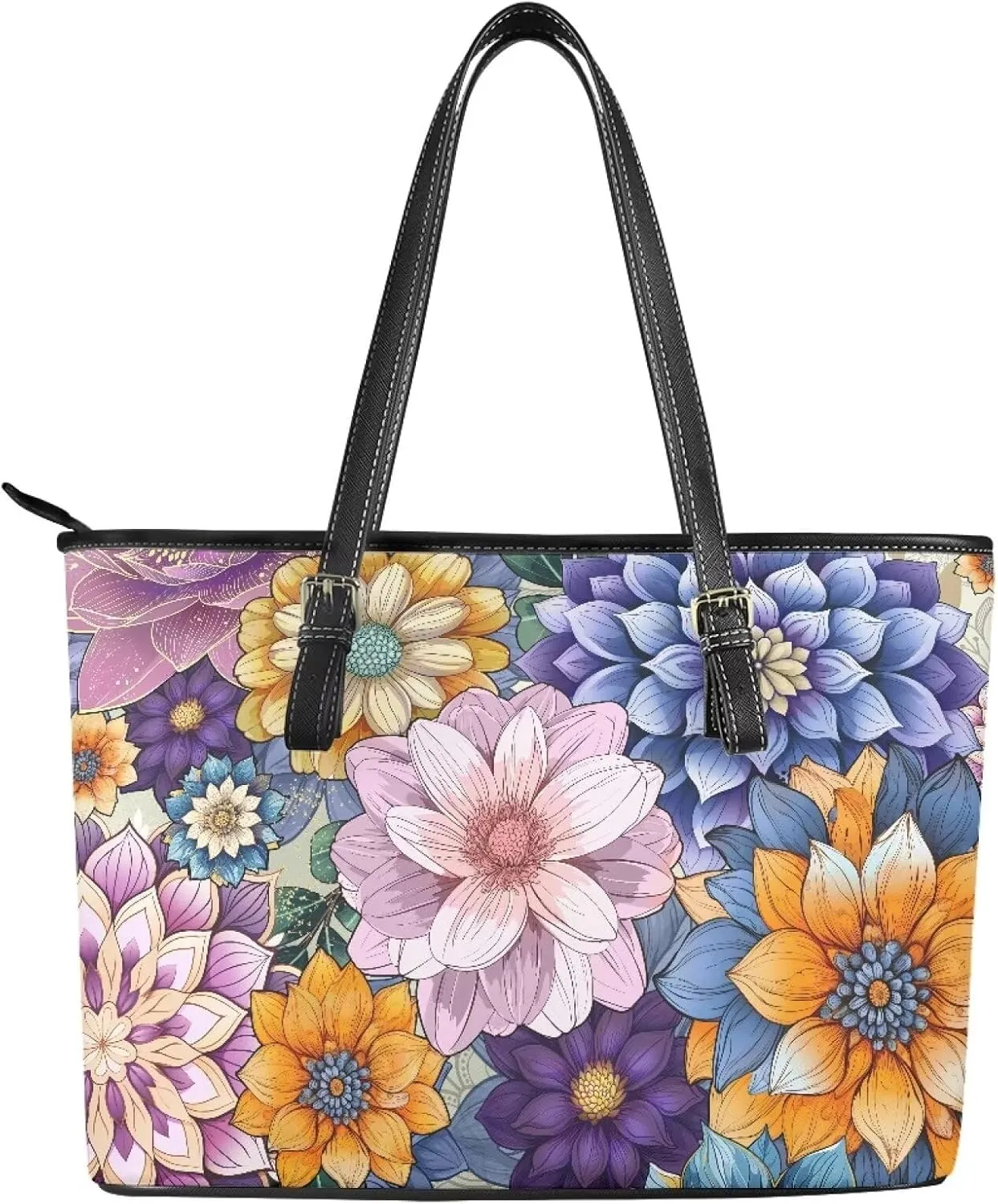 HUGS IDEA Leather Shoulder Bag Large Tote Bag for Women Work Saddle Bag Fashion Handbag Purse