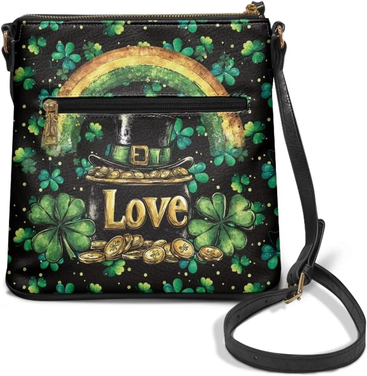 HUGS IDEA St Patrick's Day Crossbody Bag Fashion Shoulder Handbag for Holiday Party Bucket Bag