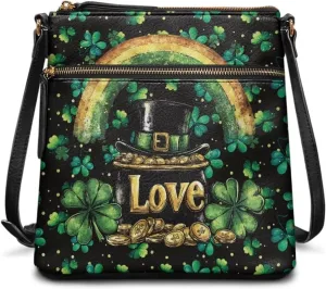 HUGS IDEA St Patrick's Day Crossbody Bag Fashion Shoulder Handbag for Holiday Party Bucket Bag
