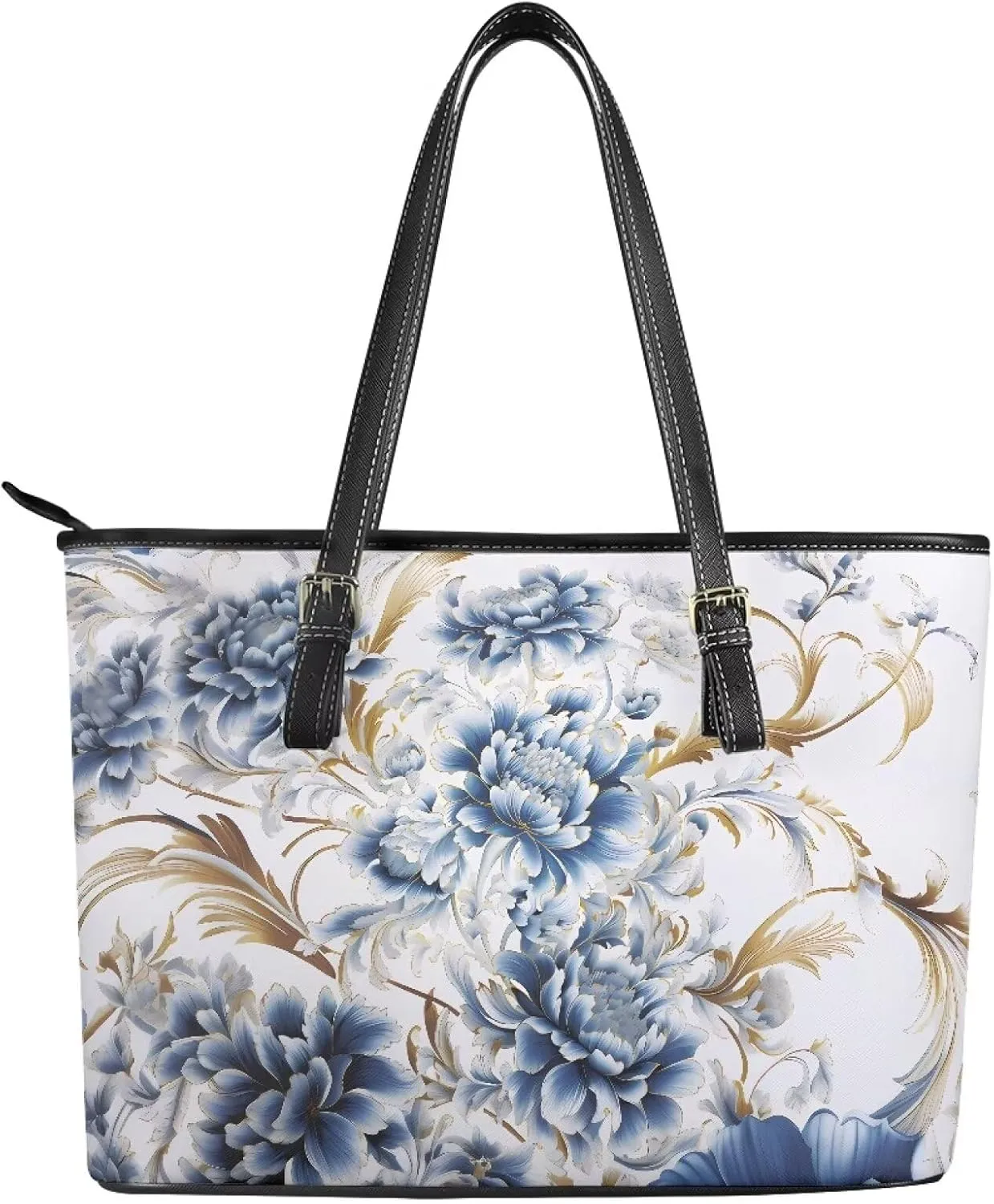 HUGS IDEA Tote Shoulder Bag Leather Tote Purse for Women Work Bag Saddle Bag Portable Handbag