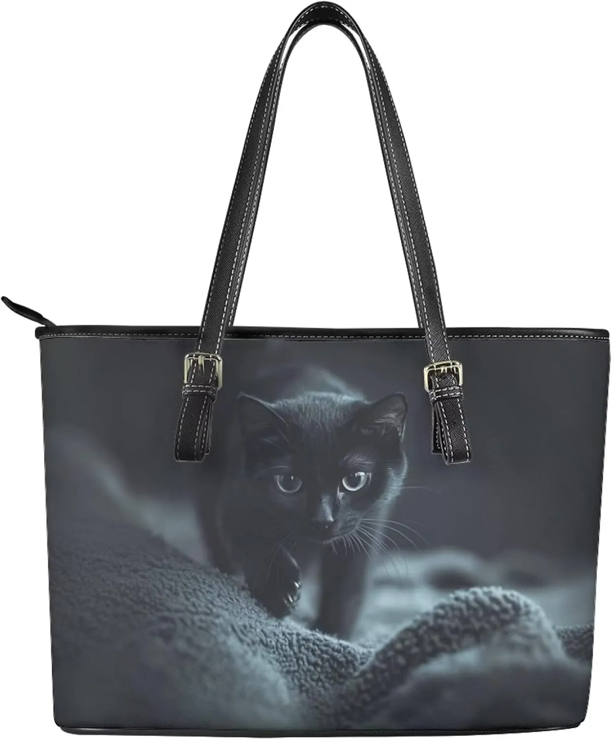 HUGS IDEA Tote Shoulder Bag Leather Tote Purse for Women Work Bag Saddle Bag Portable Handbag