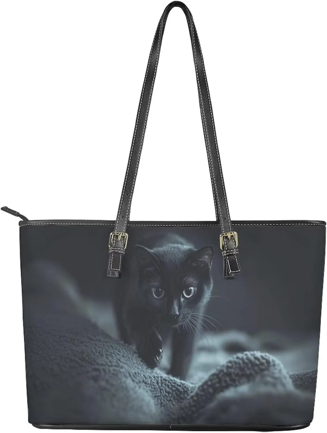 HUGS IDEA Tote Shoulder Bag Leather Tote Purse for Women Work Bag Saddle Bag Portable Handbag