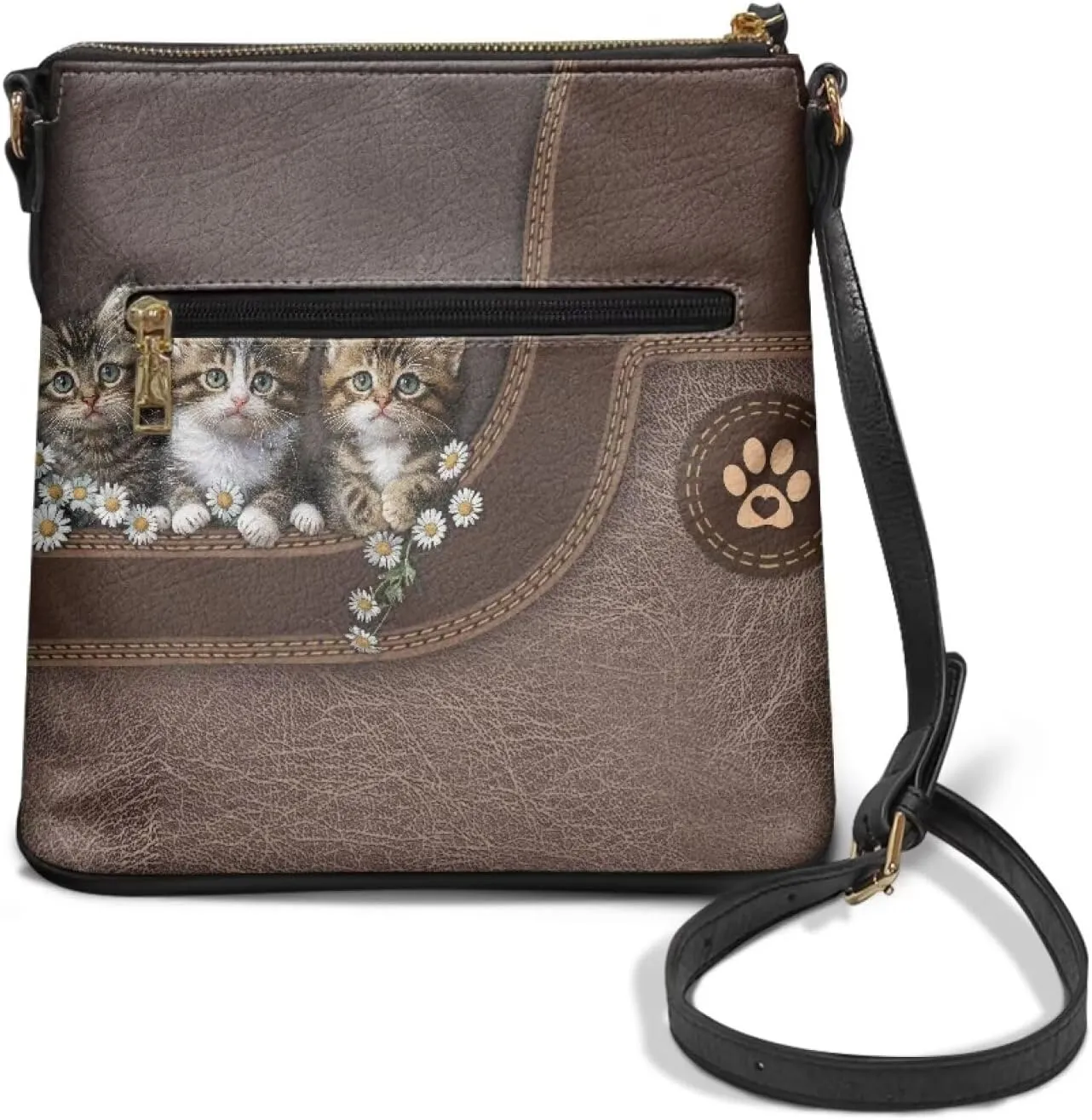 HUGS IDEA Vintage Crossbody Bag for Women Multi Pocket Crossbody Purse Adjustable Shoulder Bag
