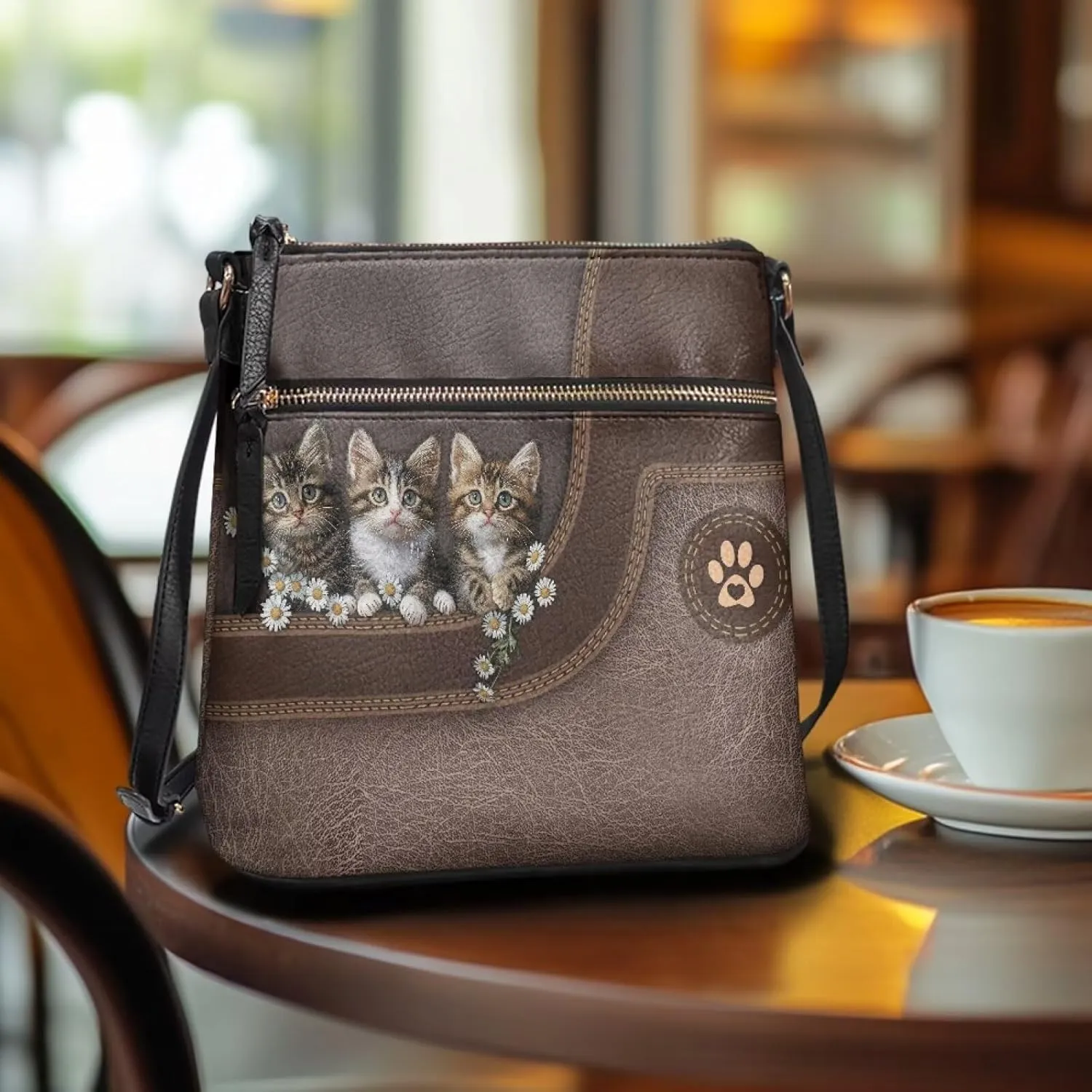HUGS IDEA Vintage Crossbody Bag for Women Multi Pocket Crossbody Purse Adjustable Shoulder Bag