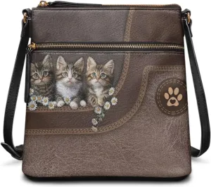 HUGS IDEA Vintage Crossbody Bag for Women Multi Pocket Crossbody Purse Adjustable Shoulder Bag