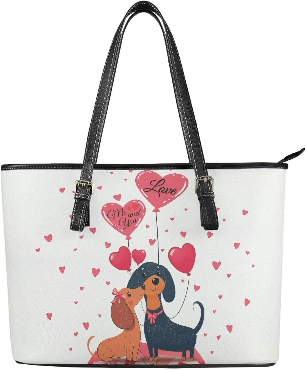 HUGS IDEA Women Leather Tote Bag Leather Purses Fashion Valentine's Day Tote Handbag Shoulder Bag