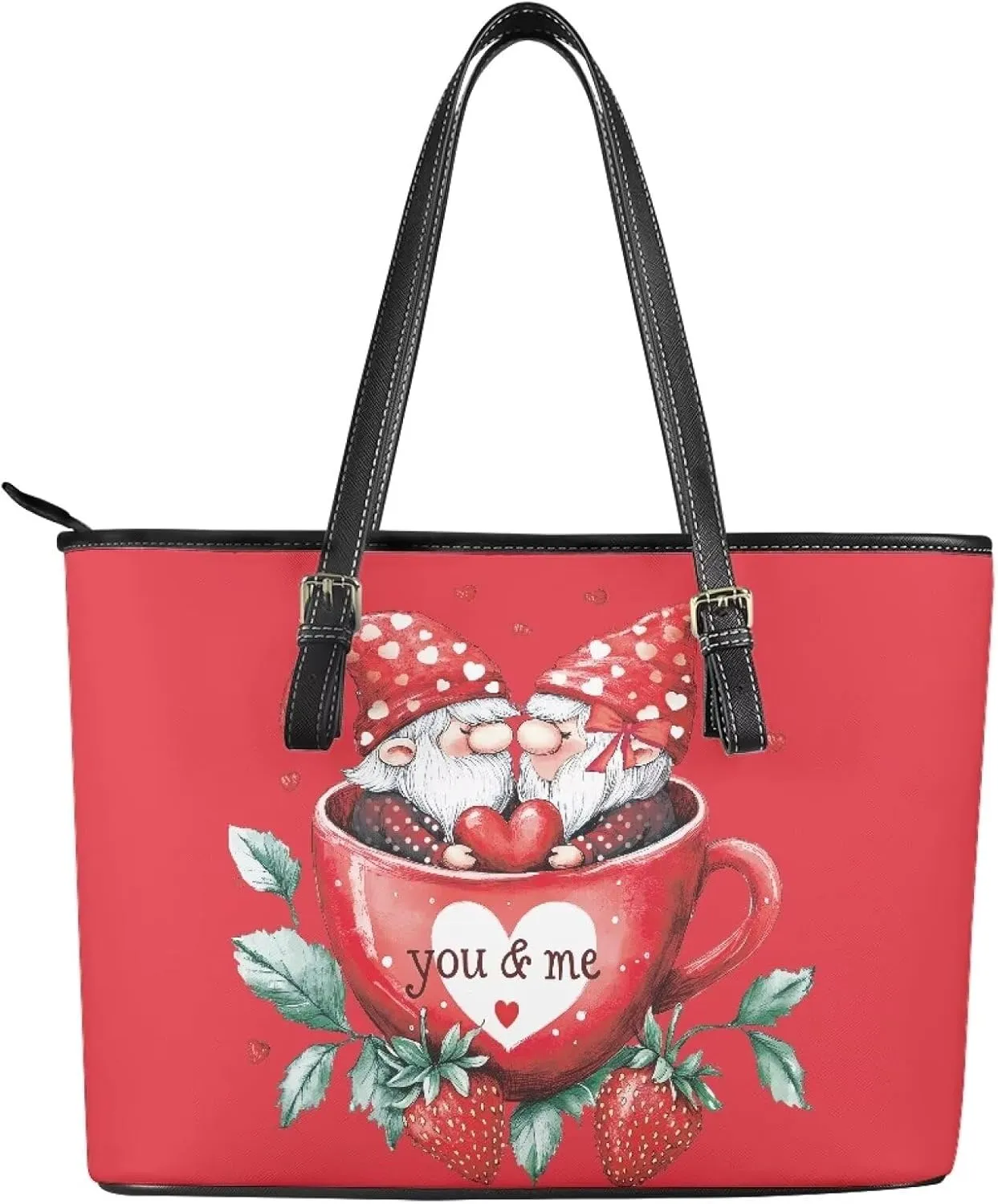 HUGS IDEA Women Leather Tote Bag Leather Purses Fashion Valentine's Day Tote Handbag Shoulder Bag