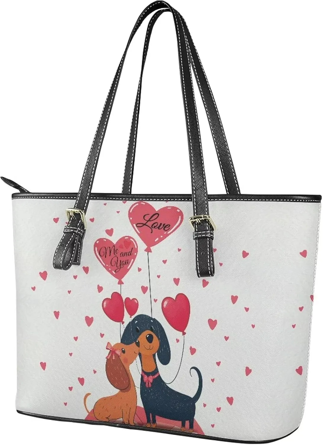 HUGS IDEA Women Leather Tote Bag Leather Purses Fashion Valentine's Day Tote Handbag Shoulder Bag