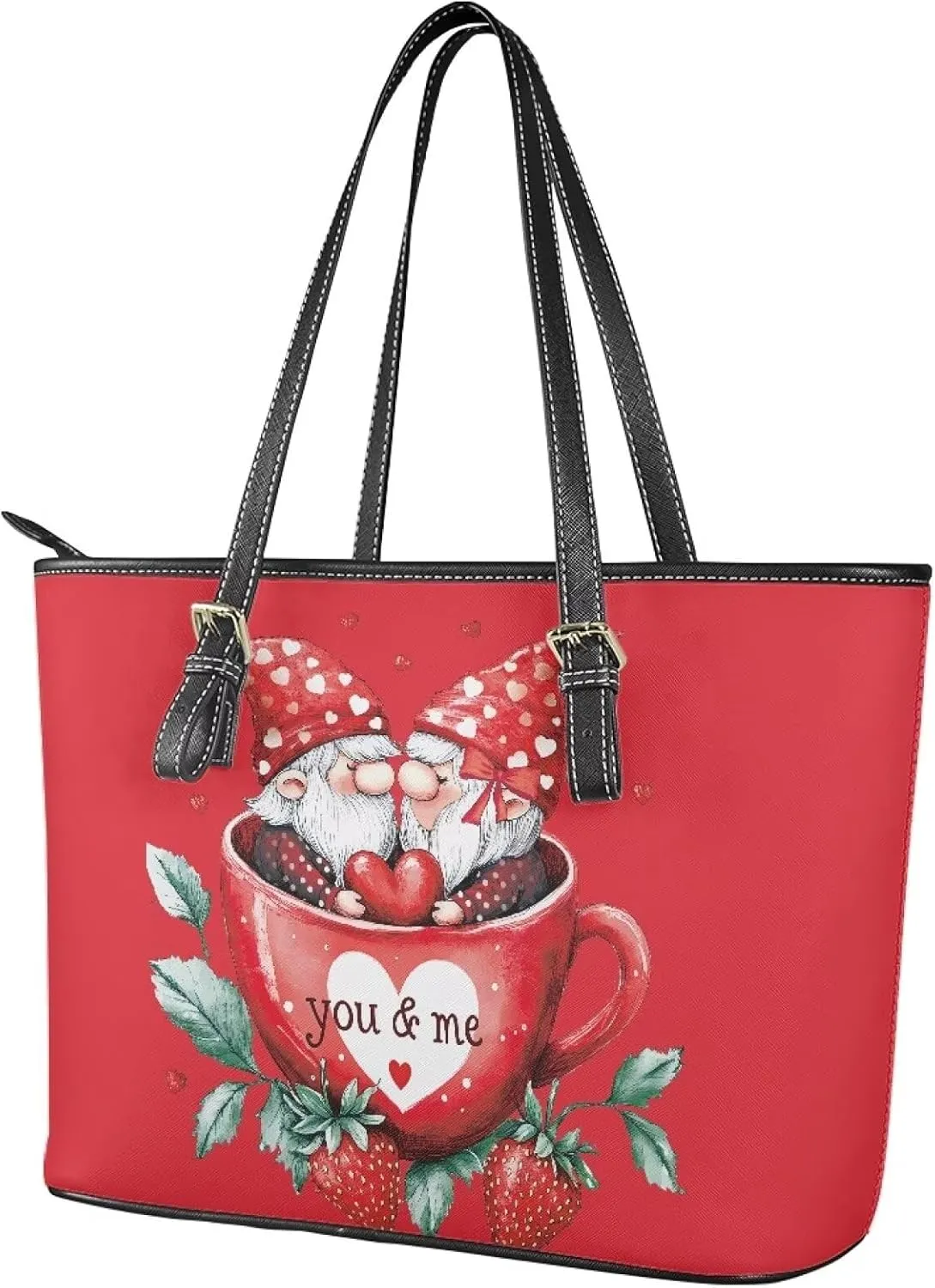 HUGS IDEA Women Leather Tote Bag Leather Purses Fashion Valentine's Day Tote Handbag Shoulder Bag