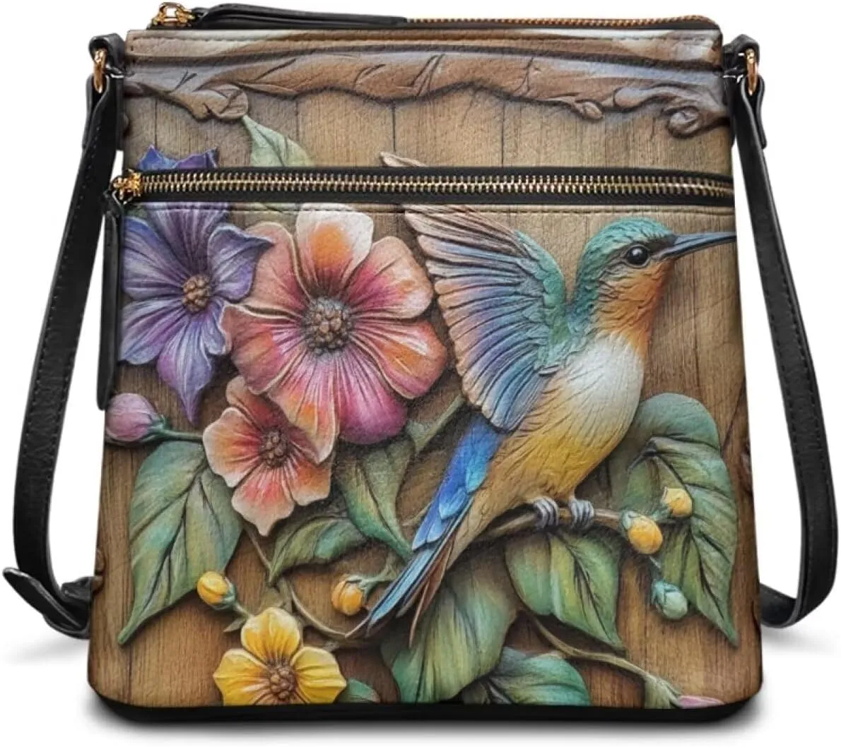 HUGS IDEA Women's Crossbody Purse for Work Large Leather Handbag with Adjustable Shoulder Strap
