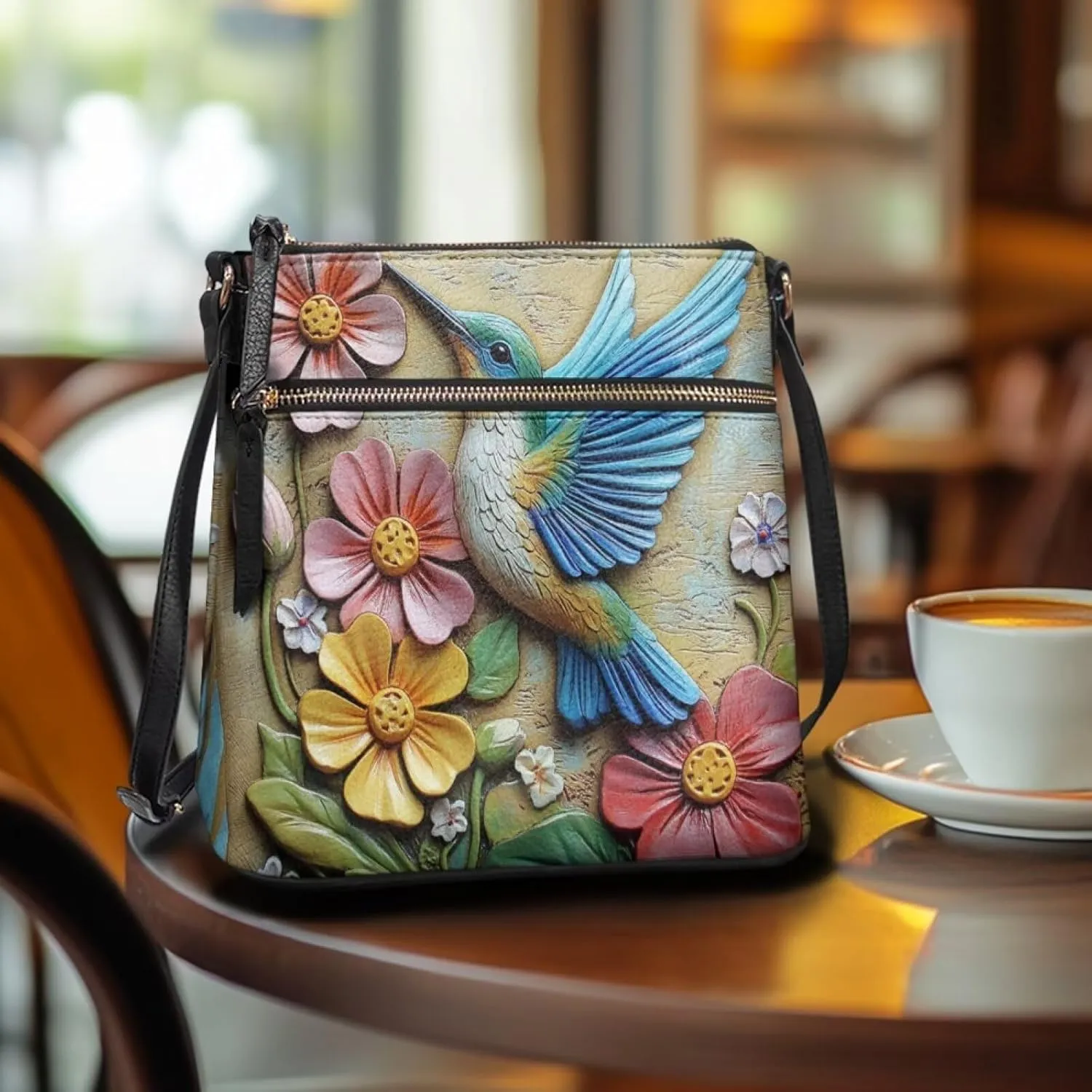 HUGS IDEA Women's Crossbody Purse for Work Large Leather Handbag with Adjustable Shoulder Strap