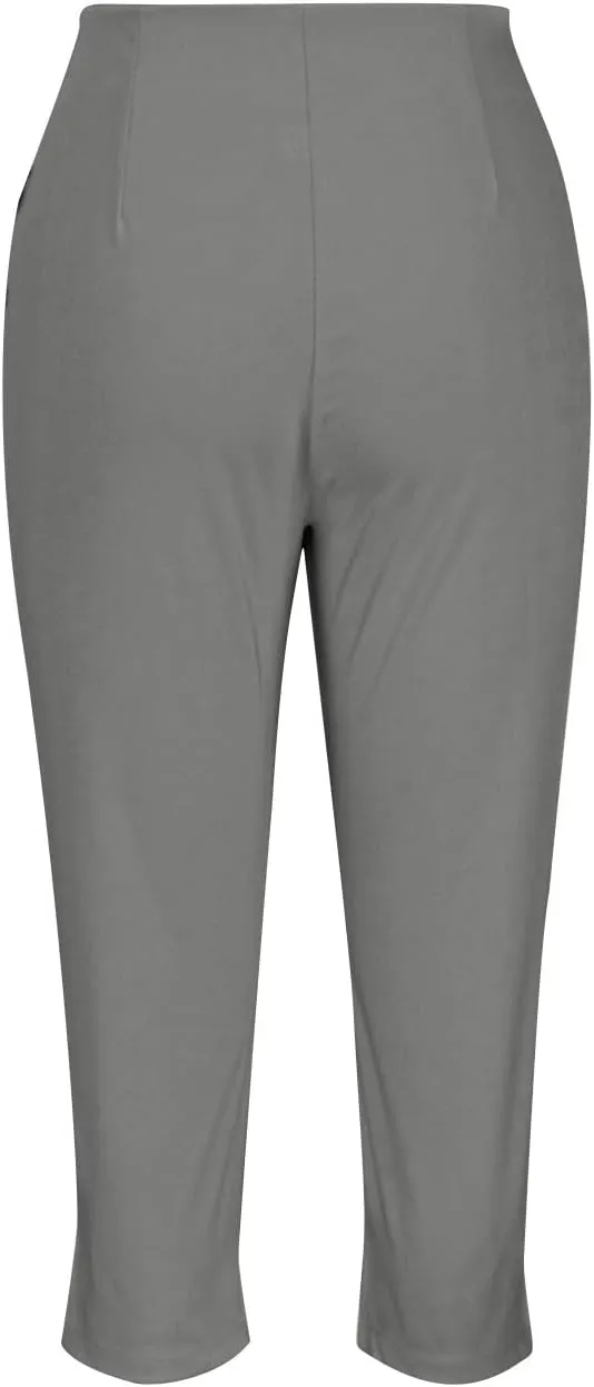 Hvyesh Womens Business Casual Capri Pants Summer Trendy 2025 Pleated High Waisted Capris for Women Wide Leg