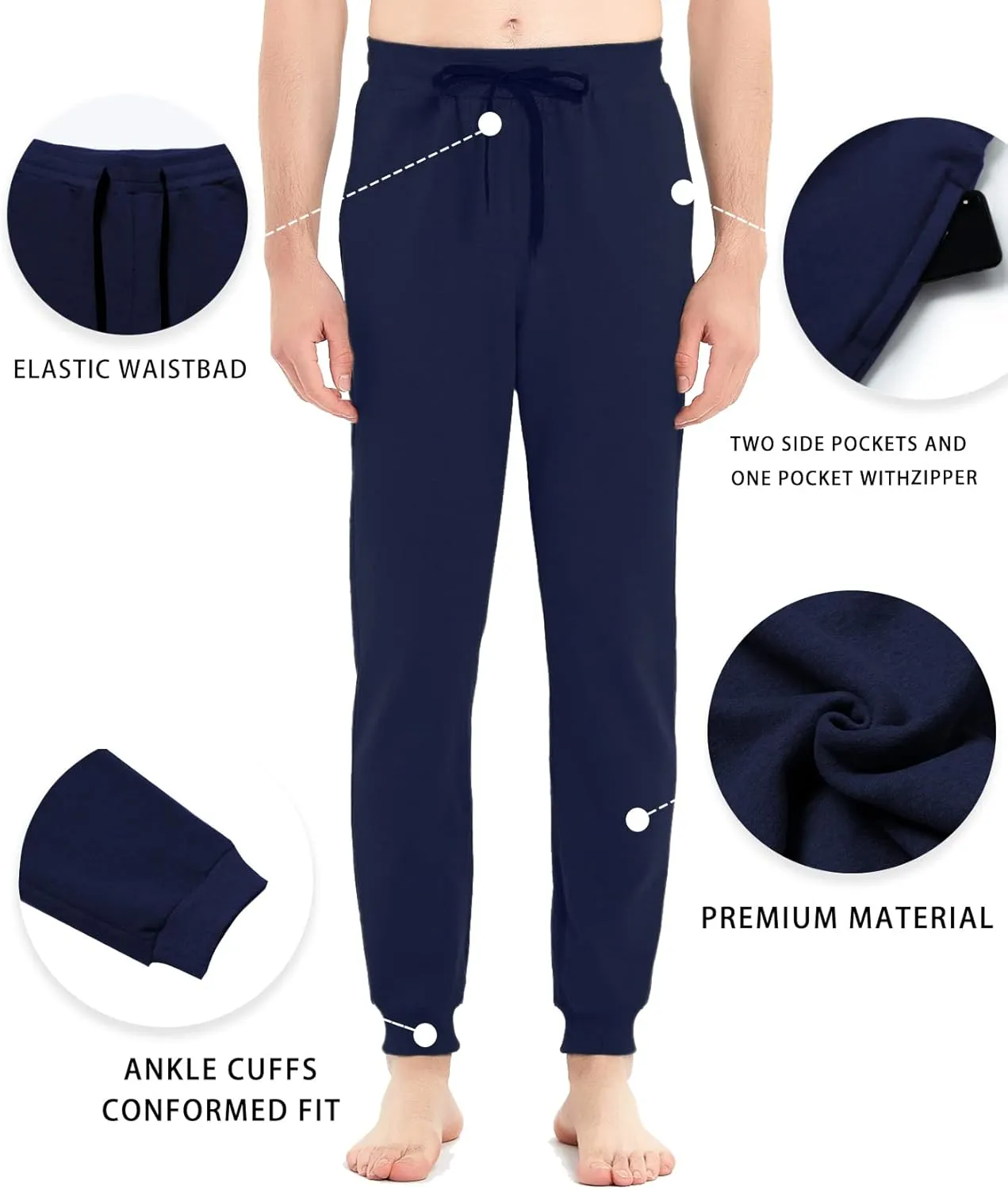 Idtswch 30/32/34/36/38/40 Long Inseam Mens Tall Sweatpants Extra Long Joggers Pant with Zip Pockets
