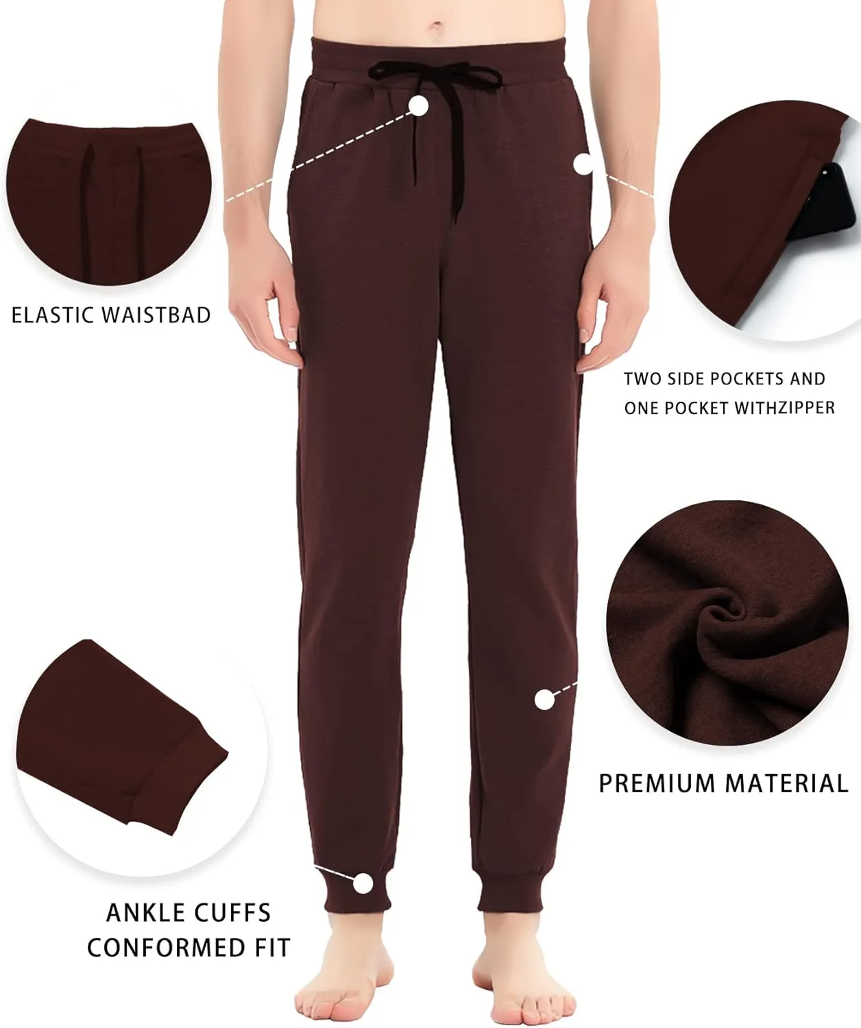 Idtswch 30/32/34/36/38/40 Long Inseam Mens Tall Sweatpants Extra Long Joggers Pant with Zip Pockets