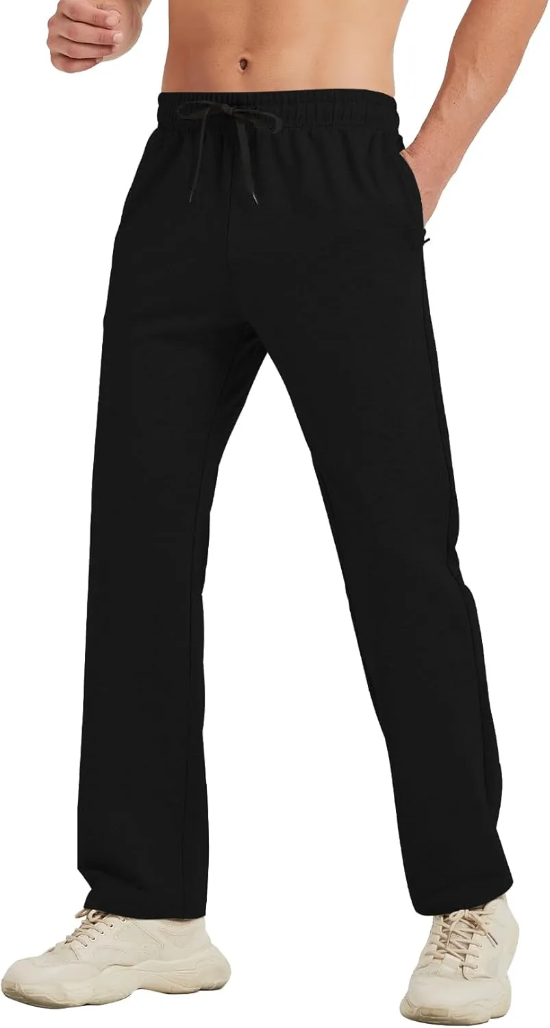 Idtswch 30/32/34/36/38/40 Long Inseam Mens Tall Sweatpants Open Bottom Joggers Athletic Yoga Pants with Pockets