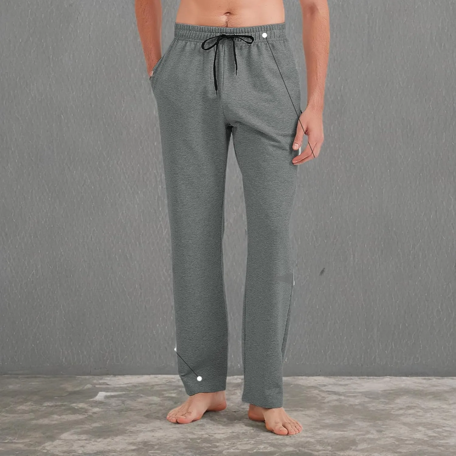 Idtswch 30/32/34/36/38/40 Long Inseam Mens Tall Sweatpants Open Bottom Joggers Athletic Yoga Pants with Pockets