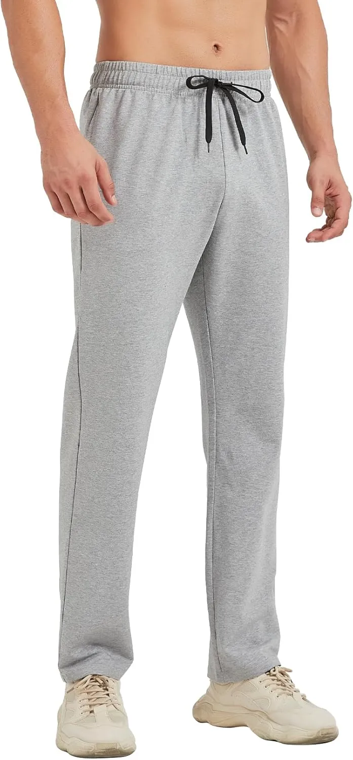 Idtswch 30/32/34/36/38/40 Long Inseam Mens Tall Sweatpants Open Bottom Joggers Athletic Yoga Pants with Pockets