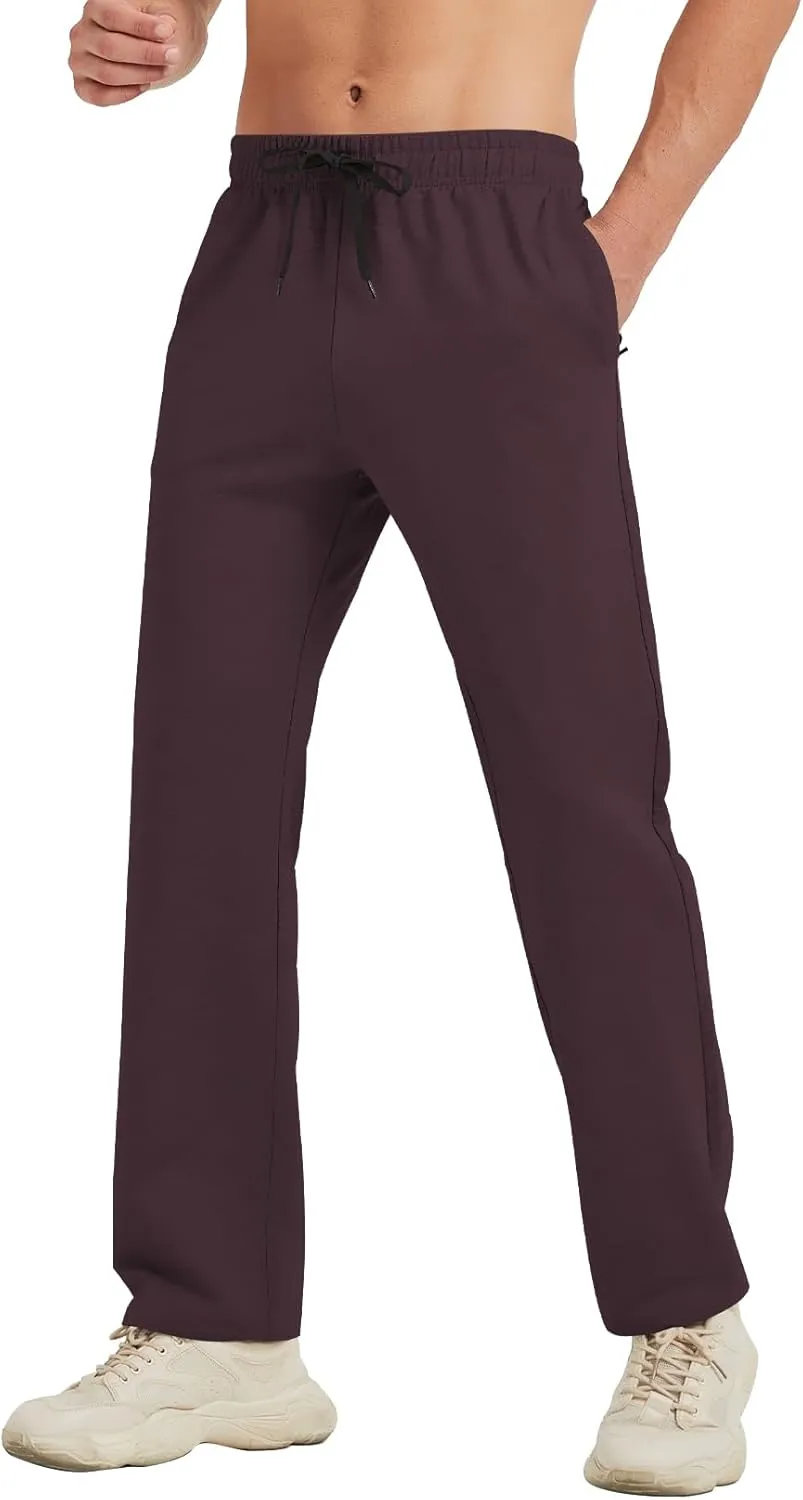 Idtswch 30/32/34/36/38/40 Long Inseam Mens Tall Sweatpants Open Bottom Joggers Athletic Yoga Pants with Pockets