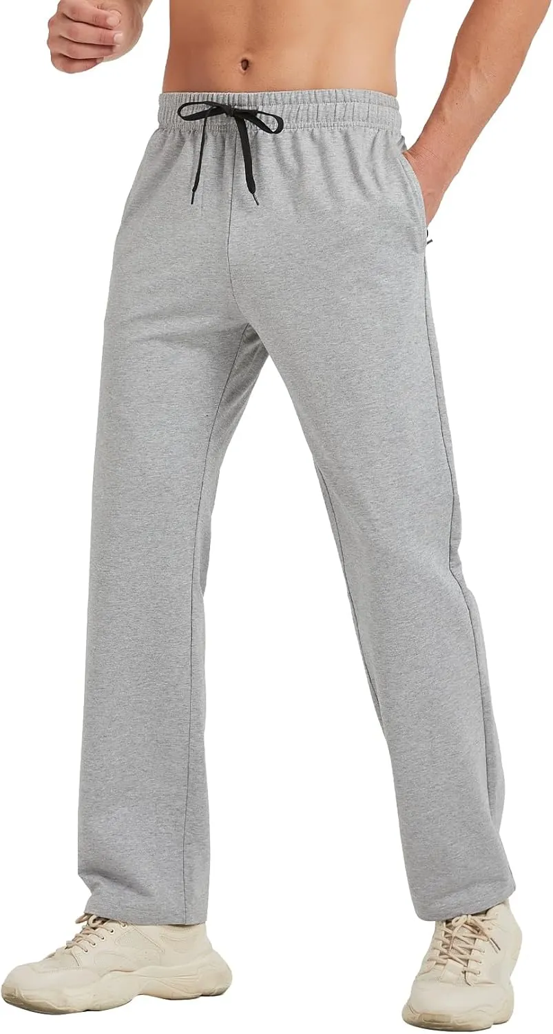 Idtswch 30/32/34/36/38/40 Long Inseam Mens Tall Sweatpants Open Bottom Joggers Athletic Yoga Pants with Pockets
