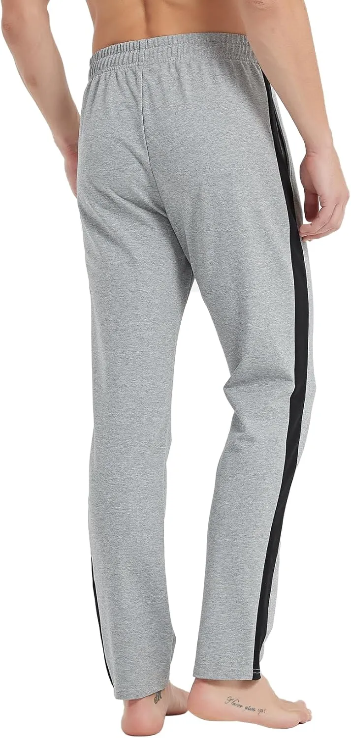 Idtswch 34/36/38/40 Long Inseam Men's Tall Striped Sweatpants Workout Training Lounge Joggers Pants with Pockets