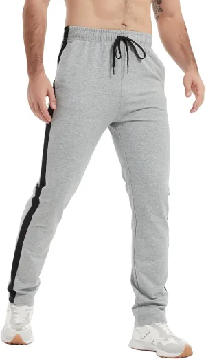 Idtswch 34/36/38/40 Long Inseam Men's Tall Striped Sweatpants Workout Training Lounge Joggers Pants with Pockets